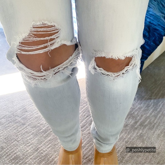 American Eagle light grey ripped  mid-rise jegging ankle - Picture 6 of 16